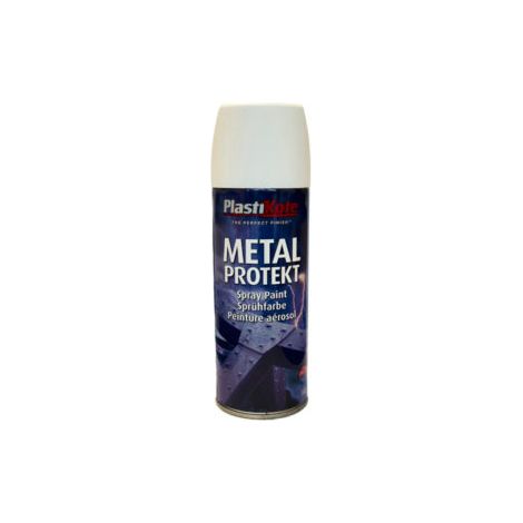 Plastikote Metal Protekt Satin White 400ml Rust-resistant Metal Finish for Interior & Exterior