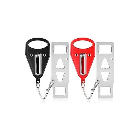 Verrou de porte portable - Lot de 2 serrures noires robustes supplémentaires pour intimité et sécurité en hôtel, empêchant l'accès non autorisé au voyage, domicile, appartements et écoles. (1/5)
