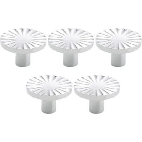 Five Round Silver Brass Cabinet Handles, Brass Cabinet, Door and Drawer Handles for Kitchens and Bathrooms (1/4)