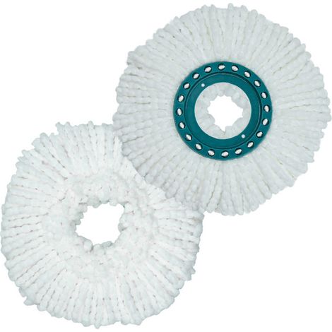 Lot de 2 têtes de rechange pour balai à franges Clean Twist Disc, idéales pour les sols carrelés et en pierre, en microfibre absorbant l'eau et la saleté. (1/4)