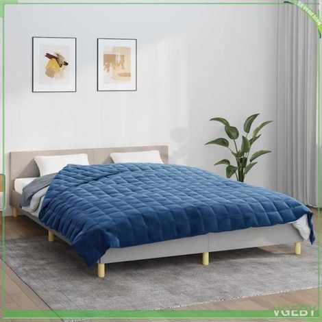 350798 Couverture lestée Bleu 200x225 cm 9 kg Tissu (1/5)