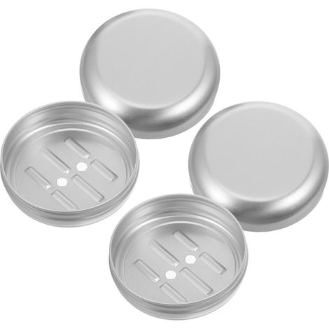 100ml Round Aluminum Travel Soap Dish with Drain and Leak