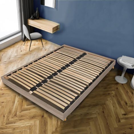 Unterbett auf Füßen SOMKIT 160x200 / Eiche grau/ 159x198x29 cm