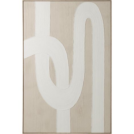 Tableau Déco "Lignes" 120x150cm Beige & Blanc (1/4)