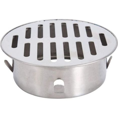 Siphon de Sol en Acier Inoxydable, Balcon Évier Rond Anti-Blocage Siphon de Sol Amovible pour Jardin Extérieur Tuyau d'Évacuation Tuyau d'Échappement Toit Balcon Utilisation(110 Flat Mouth) (1/5)