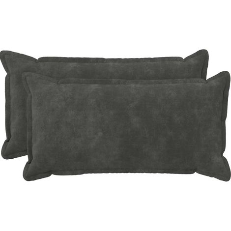 Lot de 2 housses de coussin HOUTEN - 40 × 70 cm - anthracite - polaire microfibre (1/5)