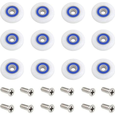Roulette Porte Douche 12 Pièces 27mm Roulettes pour Porte de Douche Roulette Porte Douche Roues Roulettes de Rechange Roulette Porte Roulette de Douche pour Porte de Douche avec Des Vis (1/4)