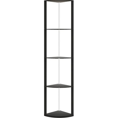 Lampada da terra angolare LED con ripiani, RGB, telecomando, nera (1/5)