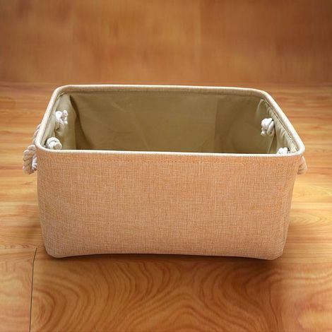 Set mit 3 Aufbewahrungskörben, Stoff-Aufbewahrungsbox, offene, faltbare Aufbewahrungsbox aus Segeltuch mit Griff zum Aufbewahren von Kleidung, Spielzeug, Handtüchern, DVD, Hut – Beige