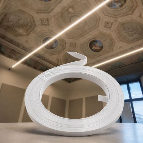 Sistema Illuminazione Cavi Tesi StarLine - Banda in Acciaio 25 Metri StarLine per Sistema Illuminazione Cavi Tesi, Profilo 16mm Spessore 0,5mm per Strisce LED (Bianco)
