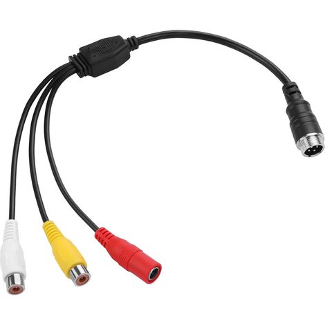 Adaptateur connecteur AV DC M12 4 broches aviation vers RCA, câble vidéo adaptateur moniteur/caméra (Connecteur femelle + connecteur mâle aviation à 4 broches, 2RCA+DC) (1/5)