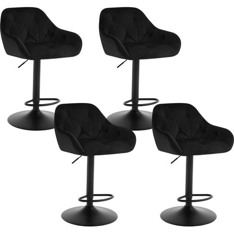 WOLTU 4x Sgabello Da Bar Albergo Hotel Sedia Cucina Con Poggiapiedi Altezza Regolabile Girevole Stile Moderno Di Design Contemporaneo, Nero