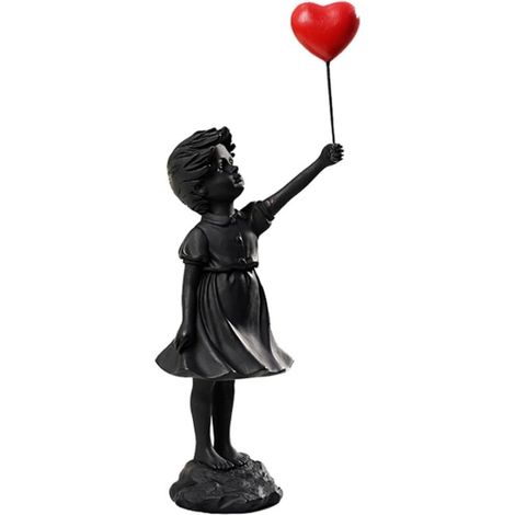 Bardusch-Statuette de Fille Volante en Ballon, décoration d'intérieur Art Moderne, Sculpture en résine, décoration Artisanale, Noir (1/5)