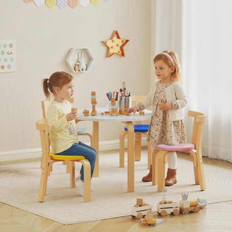 Multicolore - Ensemble table chaises 5 pièces bois, 3–8 ans, crèche salle jeux classe, sécurisé, ergonomique (1/4)