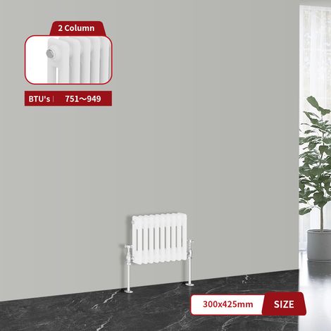 Warmehaus Traditional Cast Iron Style Radiator White Double Column 300 x 425mm (1/5)