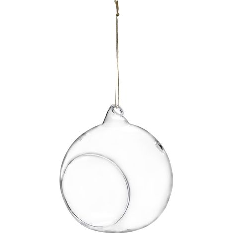 Decorazione da appendere, pallina in vetro trasparente 9x8x8 (1/4)