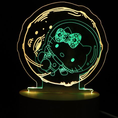 3D-LED-Nachtlicht-Schreibtischlampe, gemusterte Acrylplatte, USB-Anschluss, 3 W, 4,5 V, zwei Lichtfarben. (1/5)