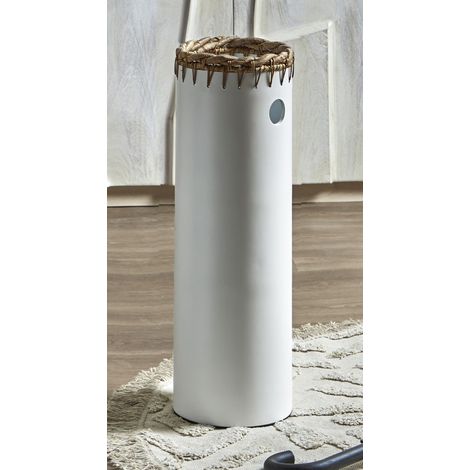 Porte-parapluie en bambou blanc tressé en jacinthe d'eau, 57 cm, 20 x 20 x 57 cm (1/3)