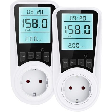 Moniteur de consommation d'électricité, moniteur d'énergie avec écran LCD rétroéclairé, compteur de tension, ampère, watt et KWH, prise UE (1/5)