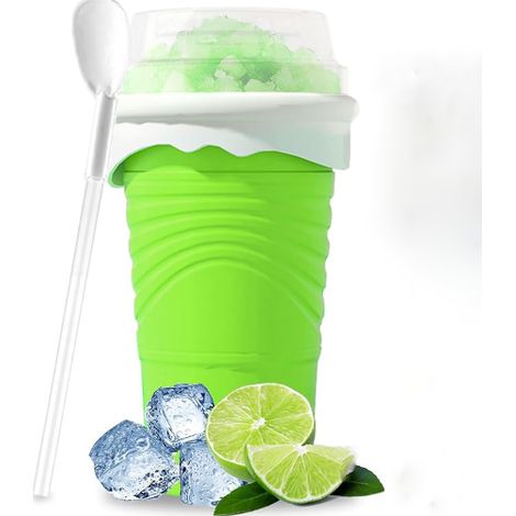 500 ml Silikon-Smoothie-Becher mit Strohhalm und Löffel, Smoothie-Becher, DIY-Eisbecher, Smoothie-Becher (grün)