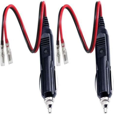 2 Pcs Adaptateur Mâle pour Allume-Cigare avec Câble d'alimentation 16 AWG 12V/24V Universel, pour onduleur de Voiture, Pompe à air, Tasse électrique (1/4)