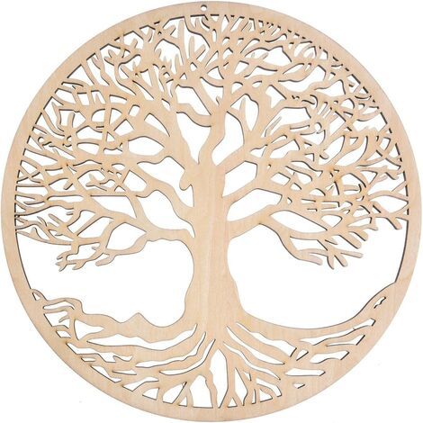 Ensoleille – Décoration murale arbre de vie en bois massif – Sculpture intérieure et extérieure – Respectueuse de l'environnement – Pour méditation et bien-être (1/5)
