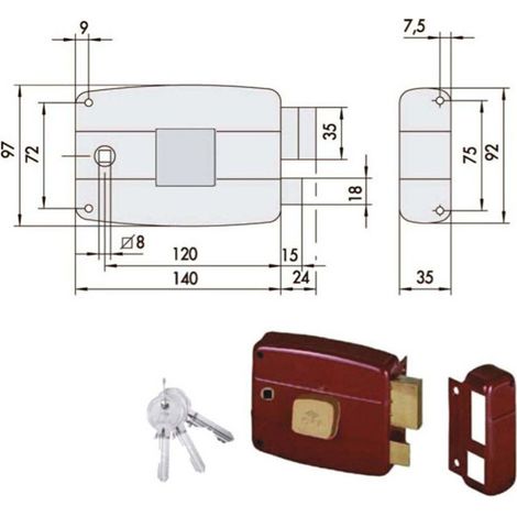 Serratura Cisa da applicare per porte in legno, modello 50181, apertura a destra, spessore 8-60 mm