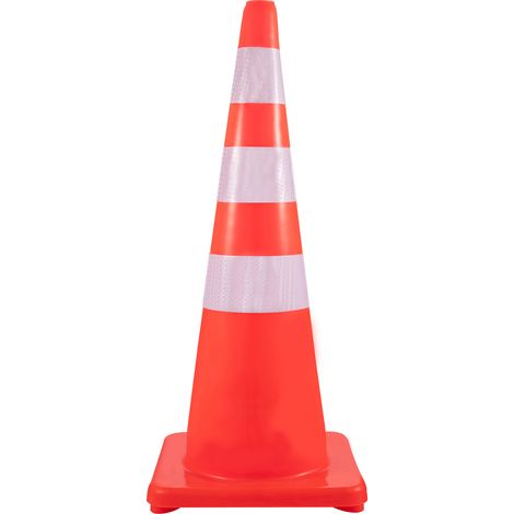 Mophorn Cônes de sécurité, 6 x 36", cônes de signalisation, PVC orange, colliers réfléchissants, base lestée, pour contrôle de la circulation, parking, école (1/5)