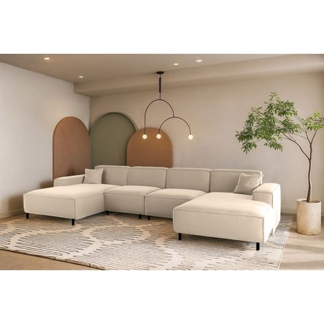Wohnlandschaft Sofa U-Form GLORIA in Stoff Tiffani Beige