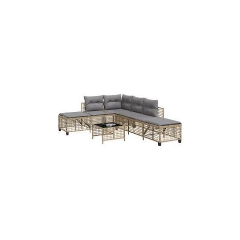 Salon de jardin d'angle avec coussins 3pcs mélange beige rotin (1/5)