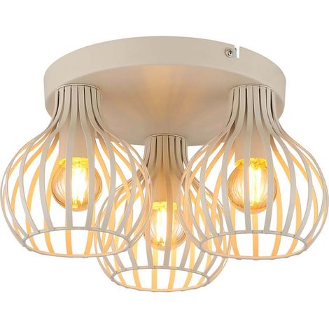 Deckenleuchte Deckenlampe Wohnzimmerlampe cremefarben 3-flammig E14 D 31 cm