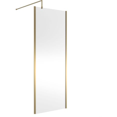 Balterley Wetroom Screen with Support Bar, 800mm, Brushed Brass