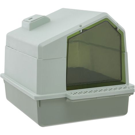 Foldable Anti-Splash Enclosed Cat Litter Box,green (1/5)