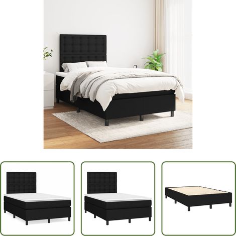 vidaXL Kopfteil - Boxspringbett mit Matratze Schwarz 120x200 cm Stoff (1/5)