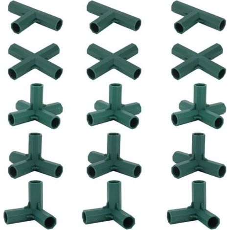 Ulisem 15 Stück Gewächshausrahmen-Verbinder, Gartenrahmen-Eckverbinder, 16 mm Spiralstange, 5 Typen, robuste, stabile Unterstützung für Gewächshäuser (1/4)
