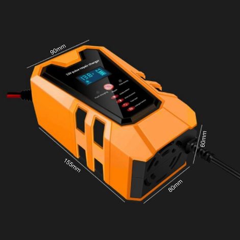 Kfz-Batterieladegerät, 12V 6A Plus-Reparaturladegerät mit intelligenter Digitalanzeige für Pkw, Lkw und Motorräder