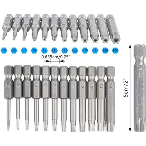 3 sets de 12 embouts creux 50 mm S2 – Clé Torx femelle 1/4″ hex – Visseuse à choc pour vissage sécurisé