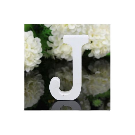 LETTERA "J" IN LEGNO BIANCO 12CM ALFABETO MATRIMONI COMPLEANNI DECORAZIONI FESTA
