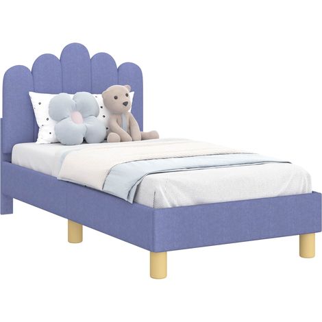 Toddler Bed Frame with Headboard Jeans Blue 70 x 140 cm Fabric vidaXL