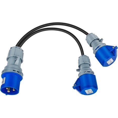 Branchez à 2 x prises 16A, câble convertisseur de raccordement 2 voies, distributeur de séparateur générateur adaptateur de caravane 230V IP44,32A (1/5)