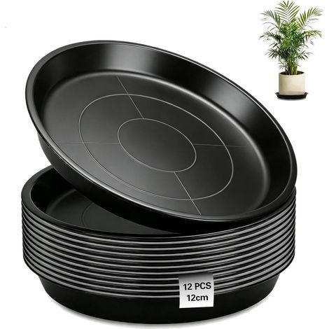 12 Pièces Soucoupes pour Plantes 30 cm Soucoupes pour Pots de Fleurs Rondes Dessous de Pot de Fleur Noir Plateaux de Planteur pour Intérieur Extérieur Jardin Balcon Salon (1/5)