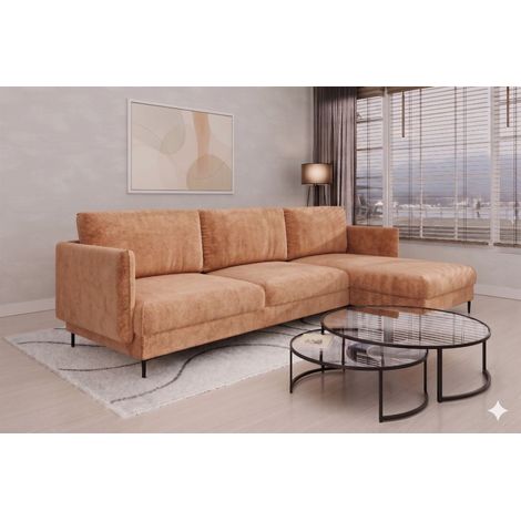Ecksofa Designersofa HELMER MAX Stoff Vibe Terraccota Ottomane Rechts
