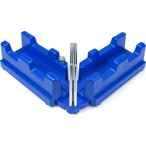 Équerre à onglet et boîte à onglets, produit 2 en 1 pour une pose précise des plinthes – Angles de 85 à 180 degrés (bleu) (1/3)