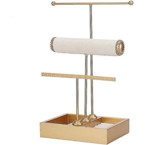 3-stöckiger Schmuckständer, Präsentationsturm für Halsketten und Armbänder - Schmuckturm W--
