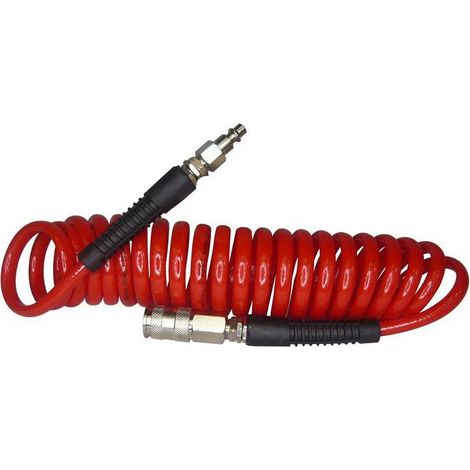 Tuyau Pneumatique en Spirale avec Raccords Rapide 1/4" - 4 mx5x8 mm - D-Work