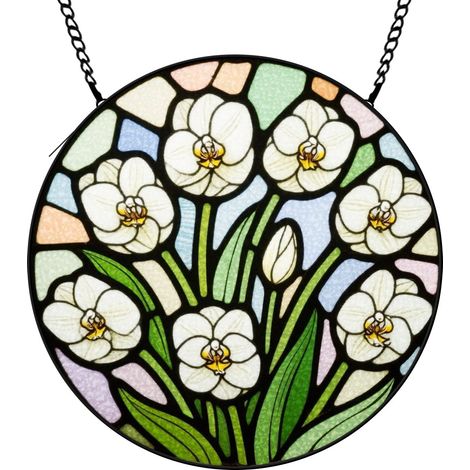 30 cmAttrape-soleil vitrail floral coucher de soleil, panneau décoratif intérieur, cadeau maman (1/5)