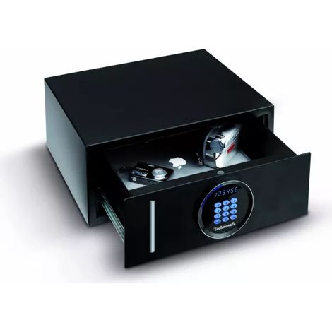 TECHNOSAFE - Coffre-fort à fixer à tiroir à combinaison électronique digitale motorisée, écran à LED, 2 pênes, 10 L, 20x47x37 cm (1/4)