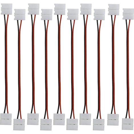 Connecteur de Bande LED à 2 Broches Câble d'extension Flexible 2 pin Flex LED Strip Ruban LED Connecteur d'angle pour Bande LED Monochrome SMD 5050 5630 de 10mm de Large, 15cm Long (10pcs) [Classe éne (1/5)