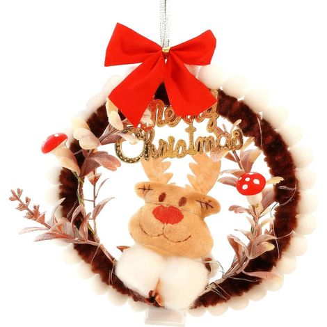 Kit Création Couronne De Noël Kit De Loisir avec Lumière LED Couronne De Décoration Pour La Maison Pour Enseignants D'Art Appartement Porte D'Entrée Extérieur Intérieur Mur Fenêtre (1/5)