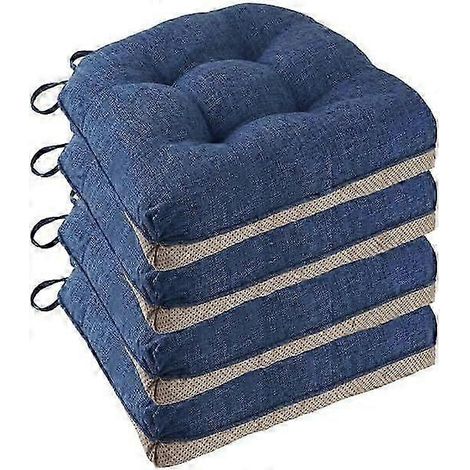 Ensemble de coussins pour chaises de salle à manger (4 pièces), dimensions : 46 x 43 x 9 cm, avec sangles (1/5)
